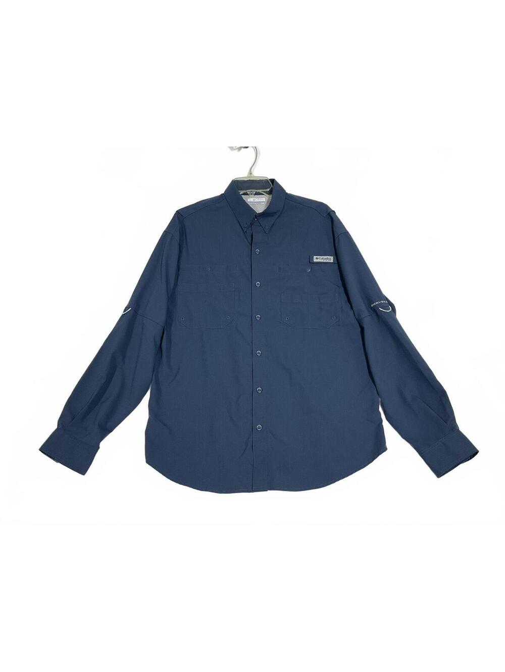 Columbia Men's Long Sleeve Button-Up Shirt Navy Gray M/M b31